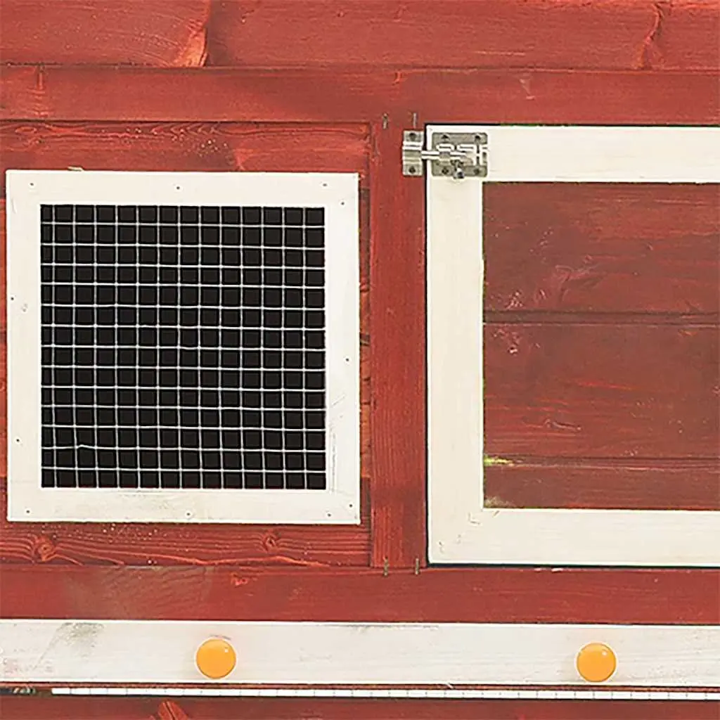 Rabbit Hutch 2-Layer Outdoor Pet House Red Wooden Small Animal Cage with Ramp