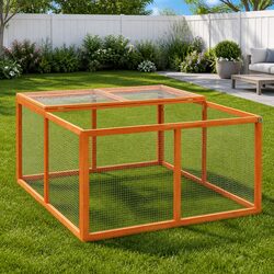 Rabbit Hutch 124x120x60 cm Outdoor Garden Small Animal Enclosure Wooden House