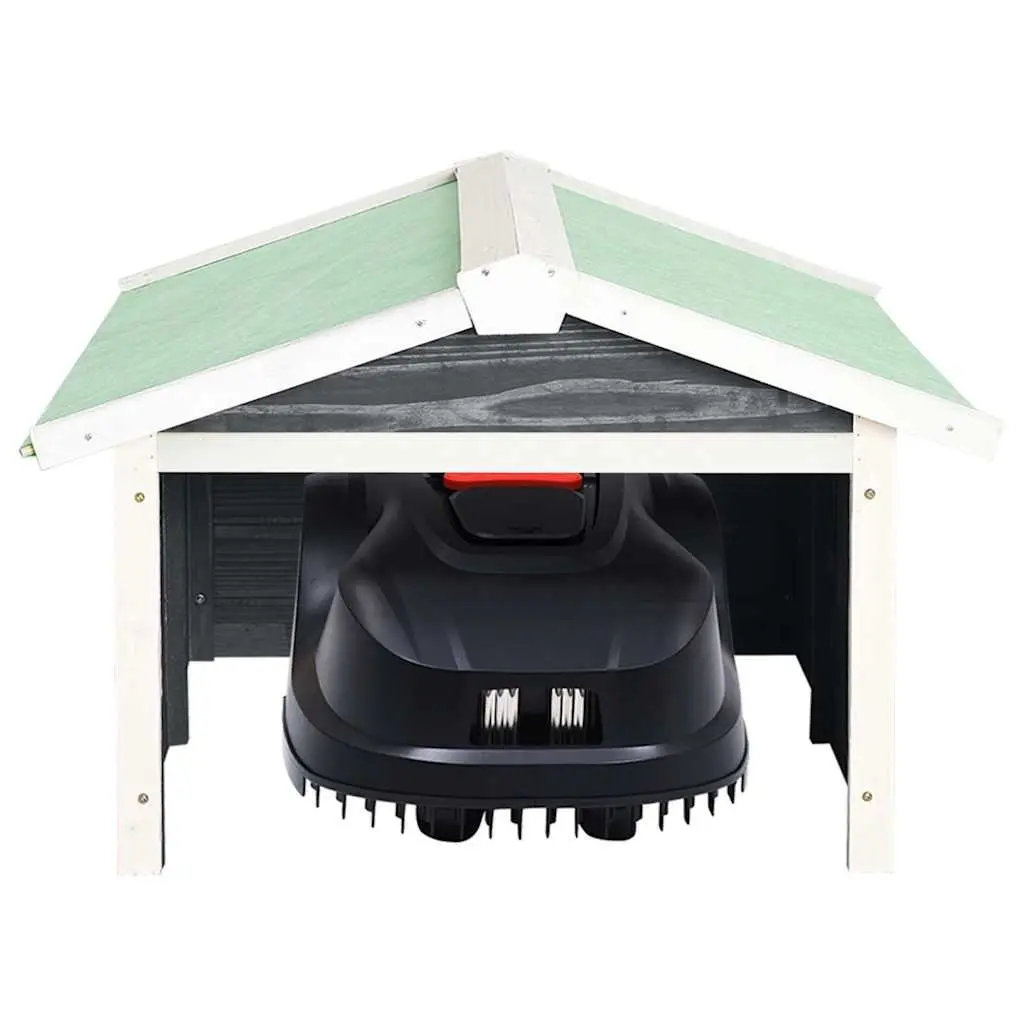 Outdoor Shelter for Robotic Lawn Mower Grey White Firwood Garden Storage 72x87x50cm