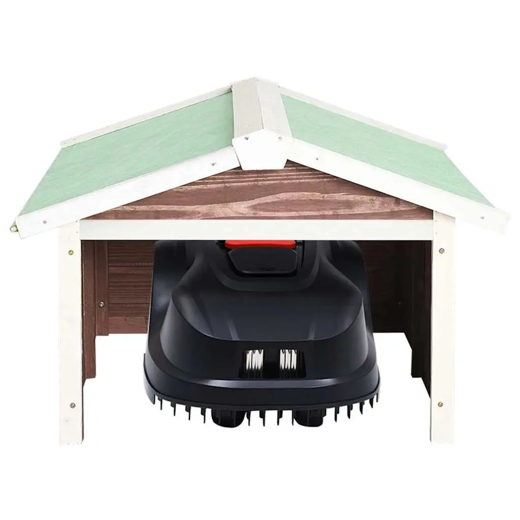 Robotic Lawn Mower Garage Outdoor Protection Wooden Shelter 72x87x50cm Brown White