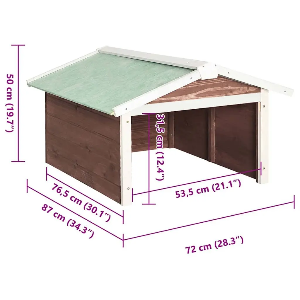 Robotic Lawn Mower Garage Outdoor Protection Wooden Shelter 72x87x50cm Brown White