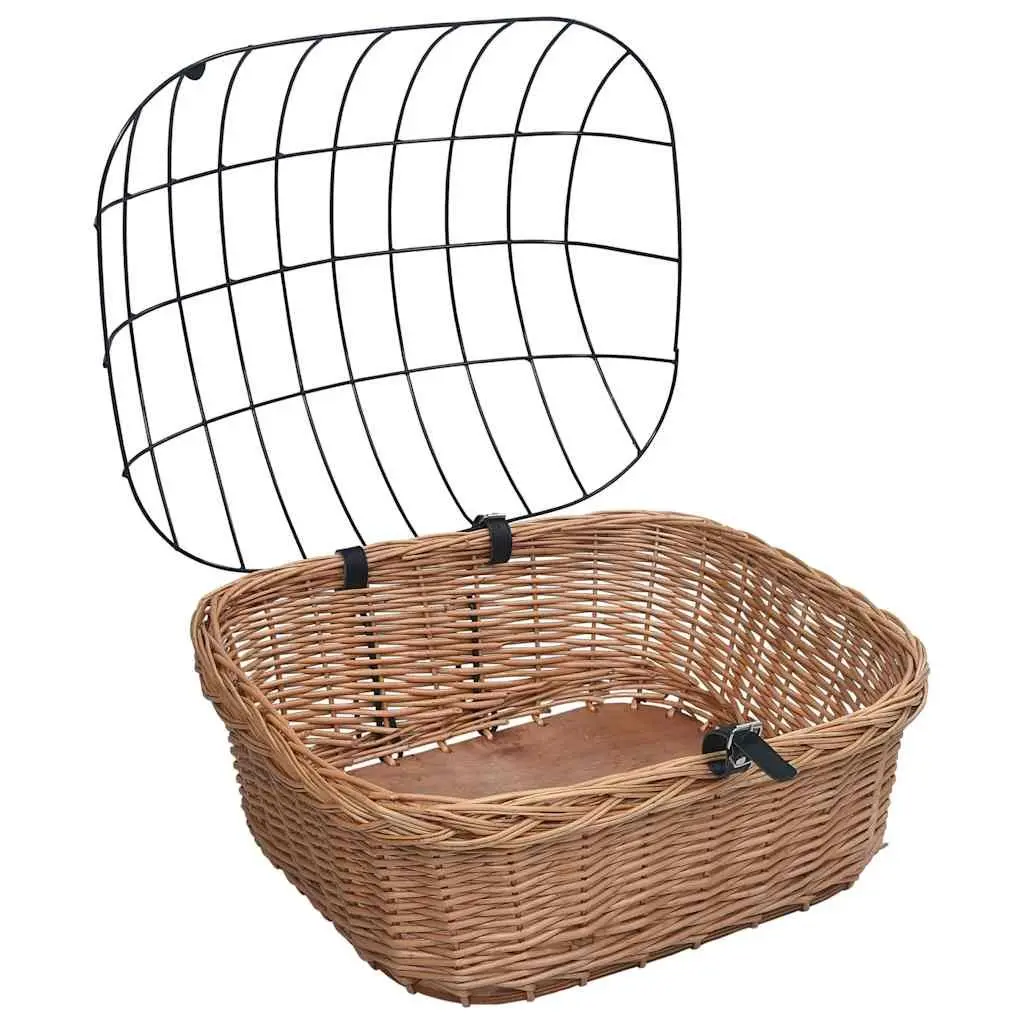 Bicycle Front Basket Outdoor Cycling Accessories 50 x 45 x 35 cm Brown Natural Willow