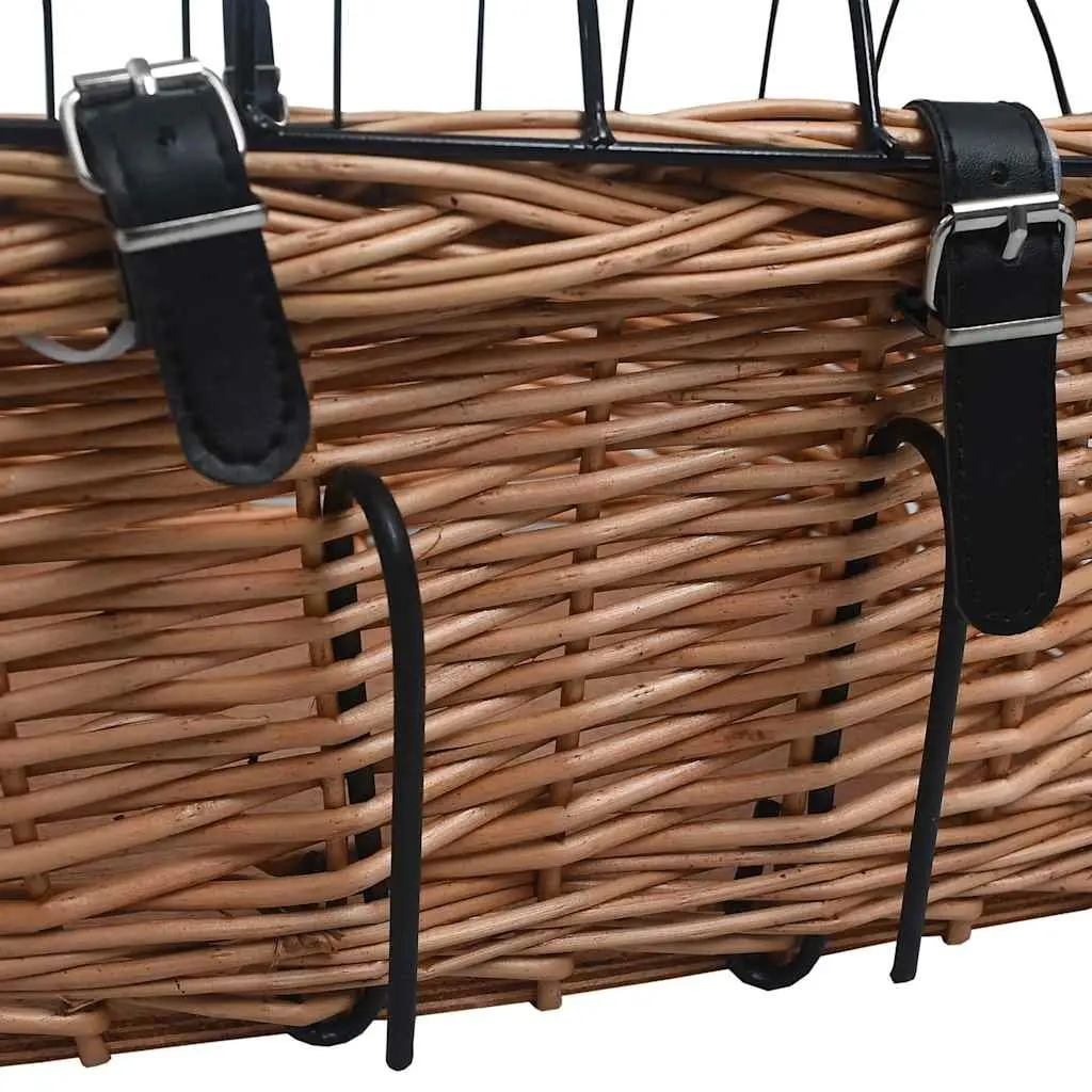 Bicycle Front Basket Outdoor Cycling Accessories 50 x 45 x 35 cm Brown Natural Willow