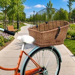 Warm and Reliable Brown Willow Bike Rear Basket