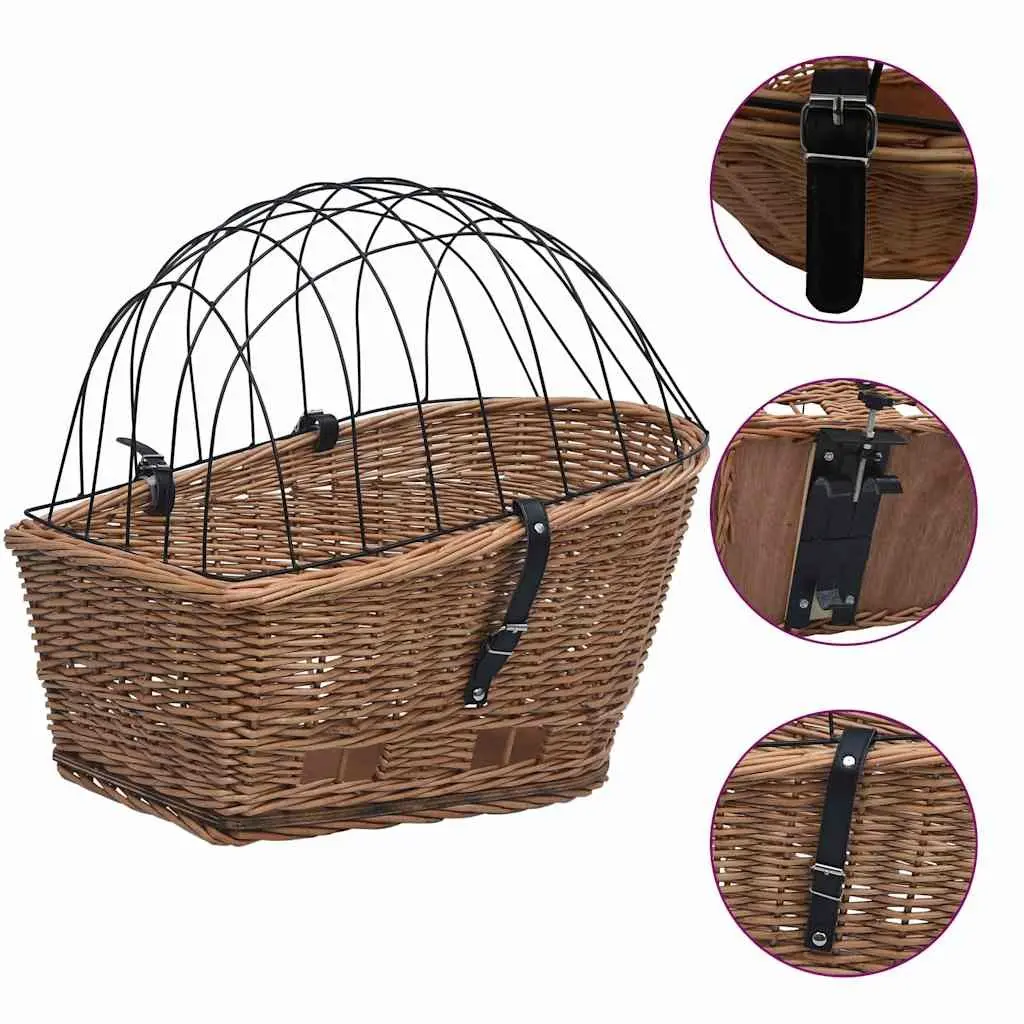 Bicycle Rear Basket for Groceries Pets 55x31x36cm Brown Willow