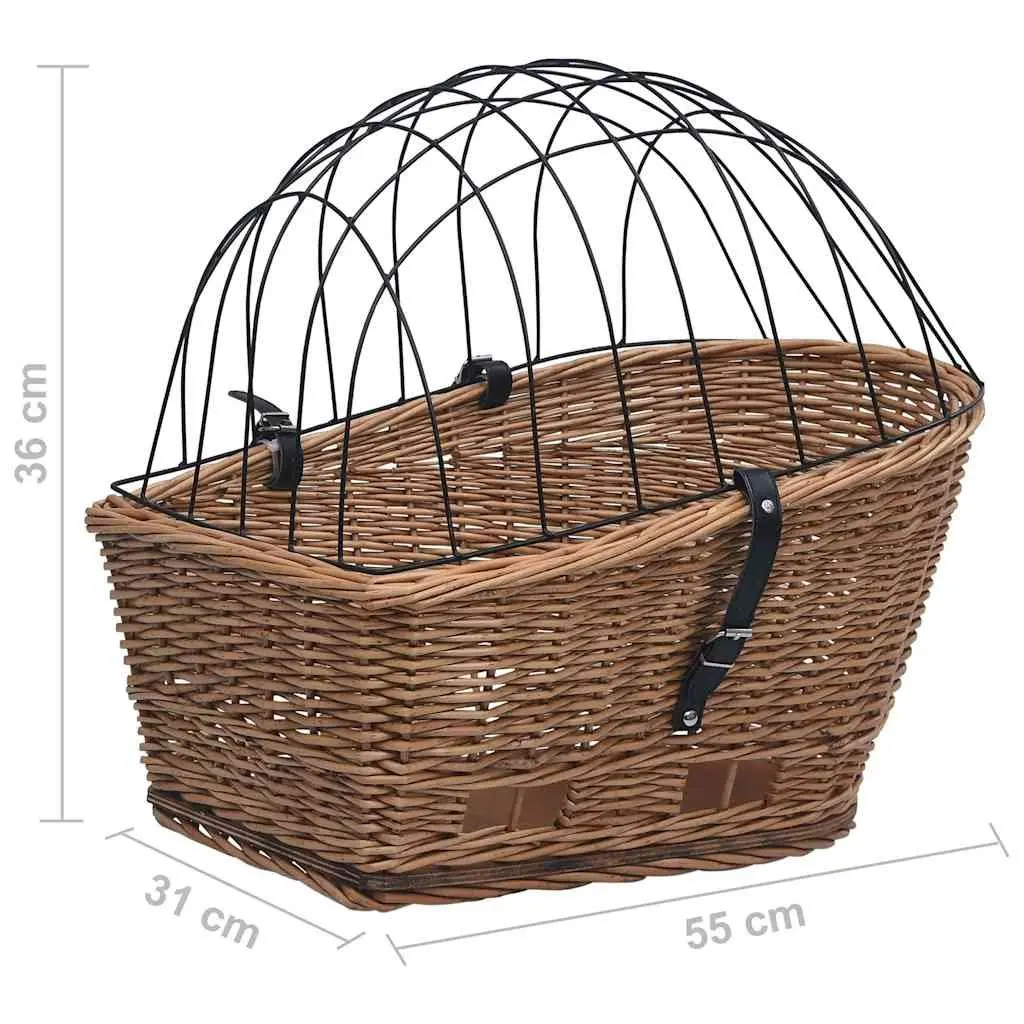 Bicycle Rear Basket for Groceries Pets 55x31x36cm Brown Willow
