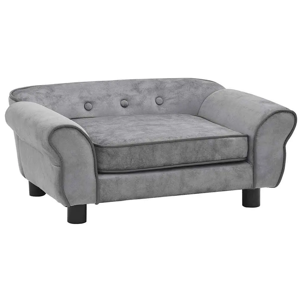 Dog Sofa Plush Pet Bed Couch 72x45x30 cm Grey for Small Dogs Cats Lounge Furniture