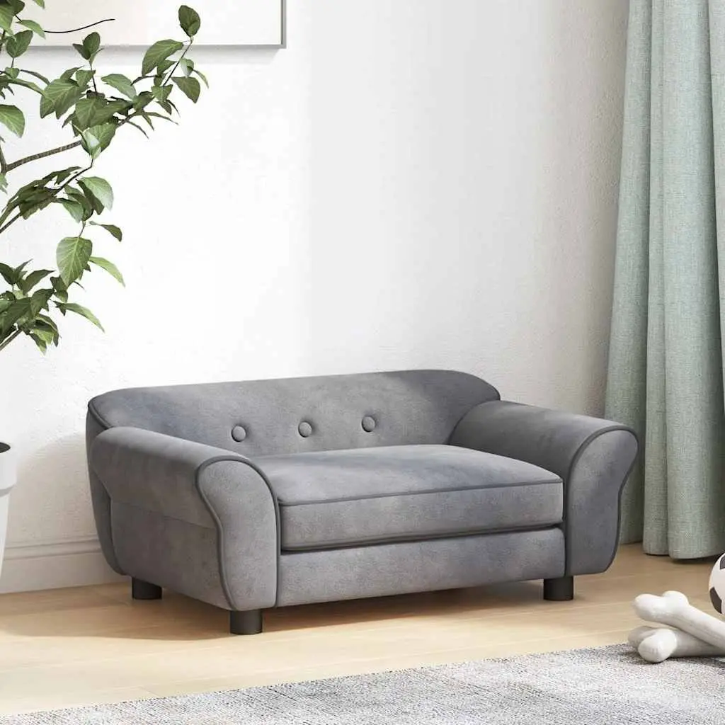 Dog Sofa Plush Pet Bed Couch 72x45x30 cm Grey for Small Dogs Cats Lounge Furniture