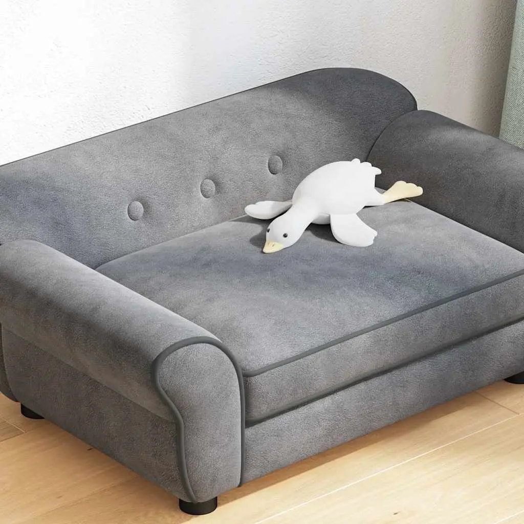 Dog Sofa Plush Pet Bed Couch 72x45x30 cm Grey for Small Dogs Cats Lounge Furniture