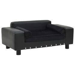Reliable Black Plush Dog Sofa for Small Pets
