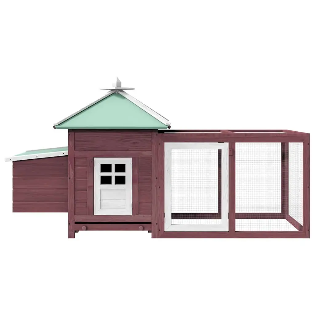 Chicken Coop Large Run Poultry Hen House Solid Fir Wood Brown