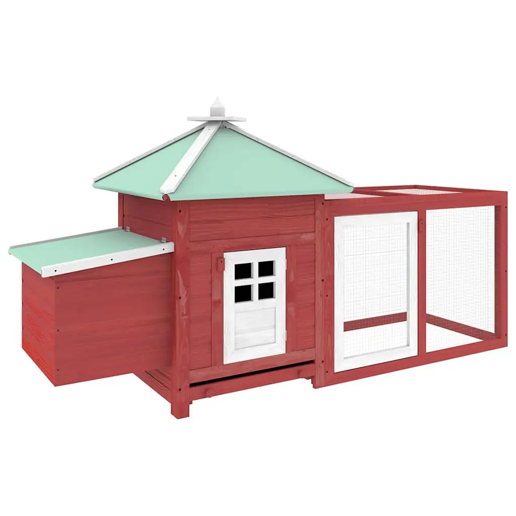 Wooden Chicken Coop Nesting Box Red 190x72x102cm Poultry Run Enclosure