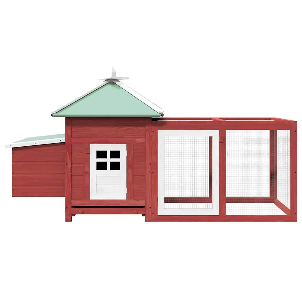 Wooden Chicken Coop Nesting Box Red 190x72x102cm Poultry Run Enclosure