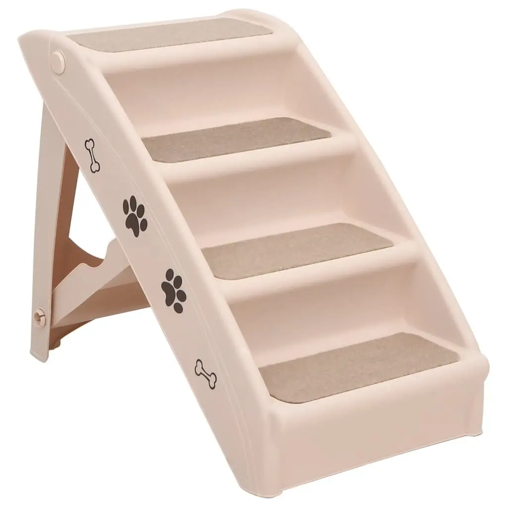 Folding Pet Stairs Ramp for Dogs Cats Bed Sofa Access Cream