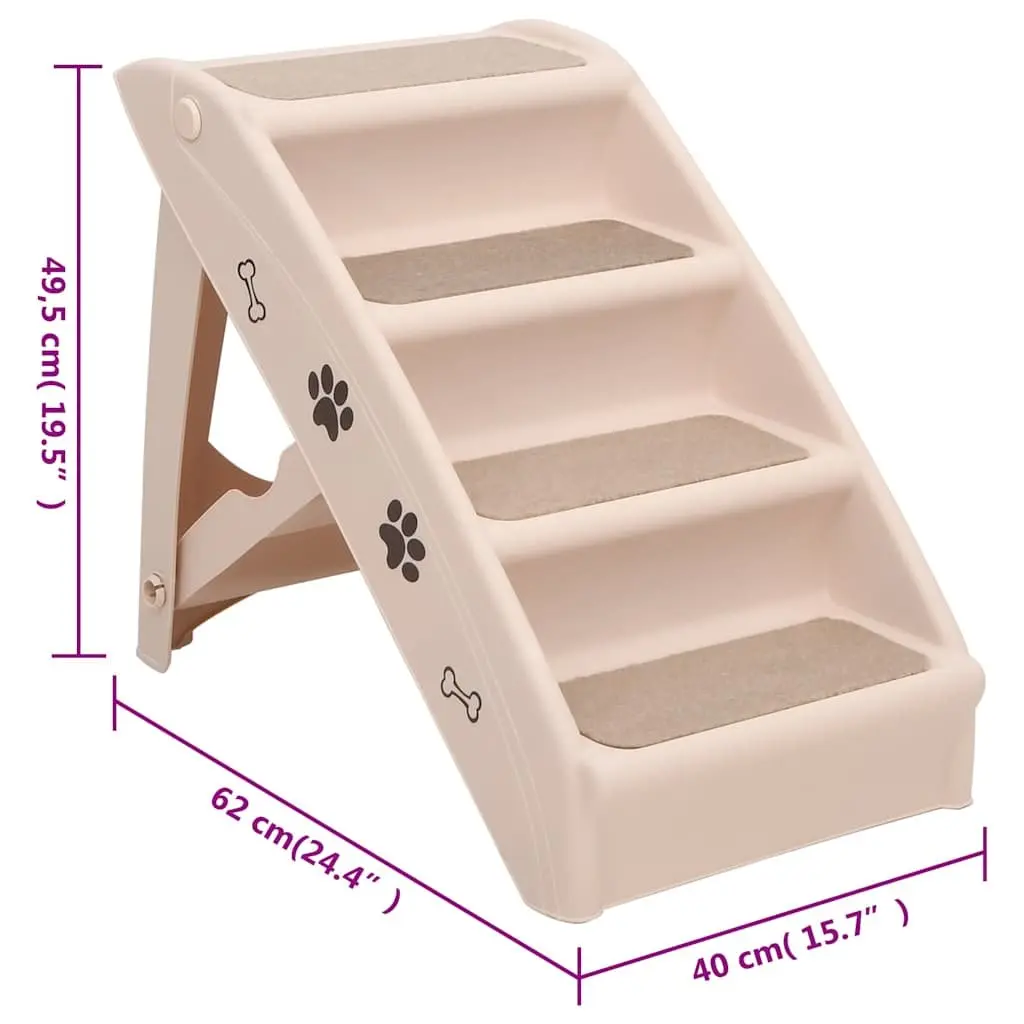Folding Pet Stairs Ramp for Dogs Cats Bed Sofa Access Cream