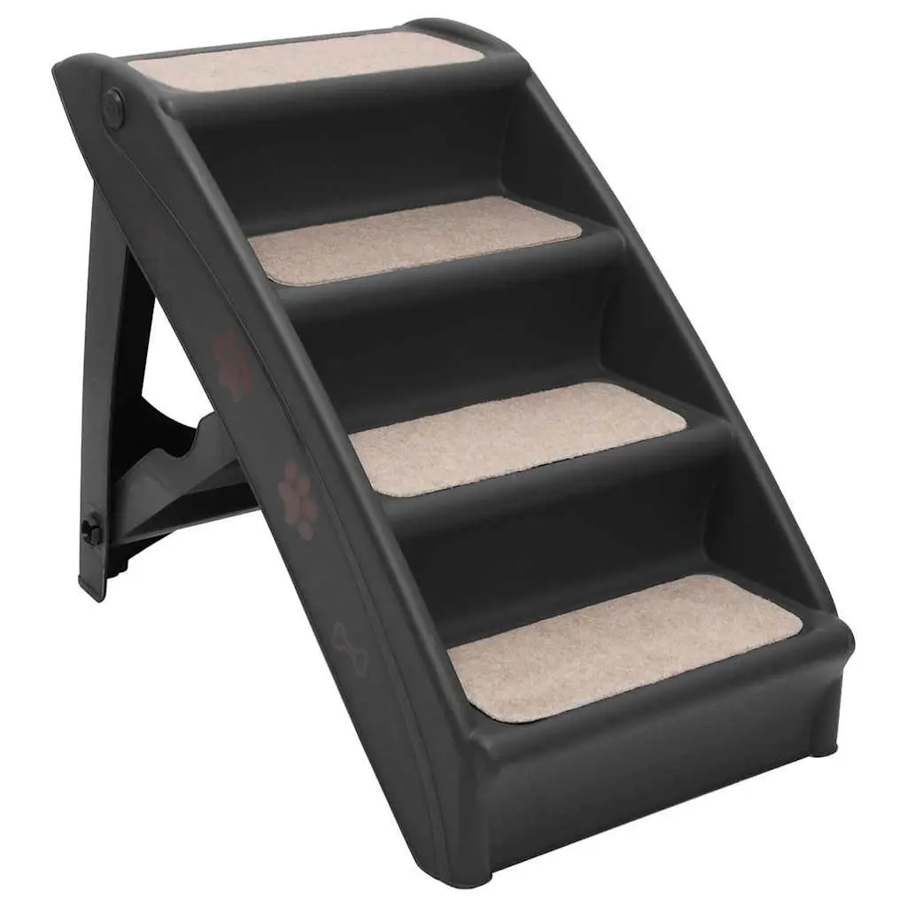Folding Pet Stairs Ramp Ladder Access for Dogs and Cats Black