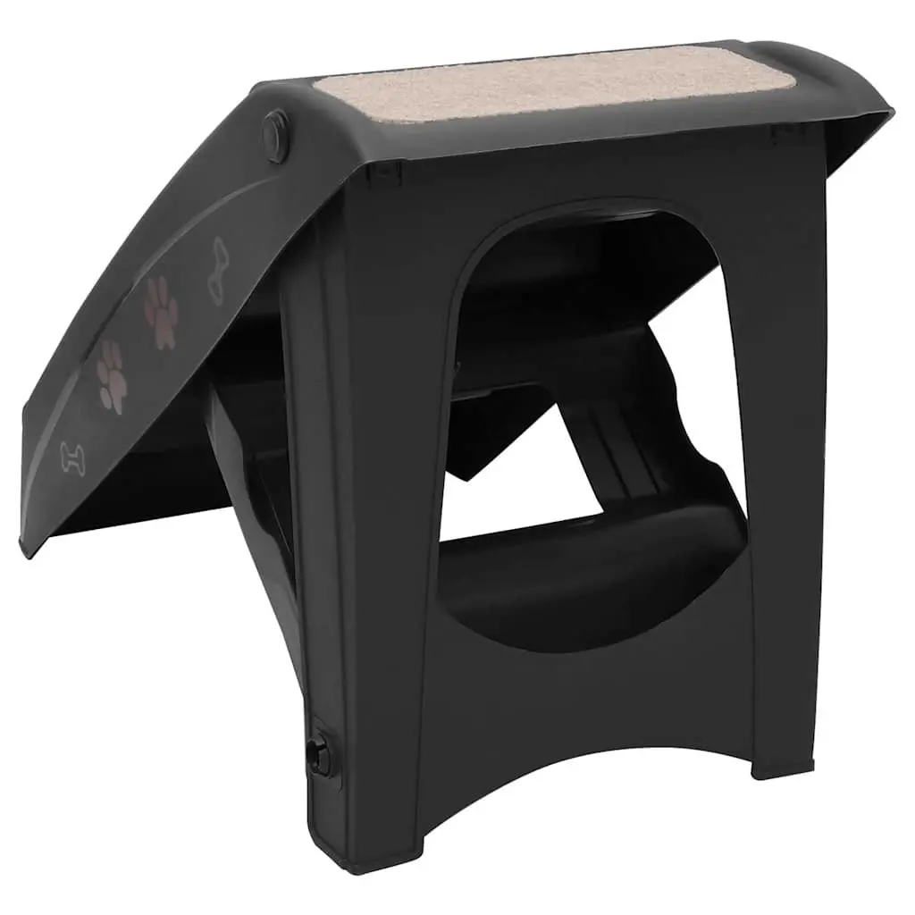 Folding Pet Stairs Ramp Ladder Access for Dogs and Cats Black