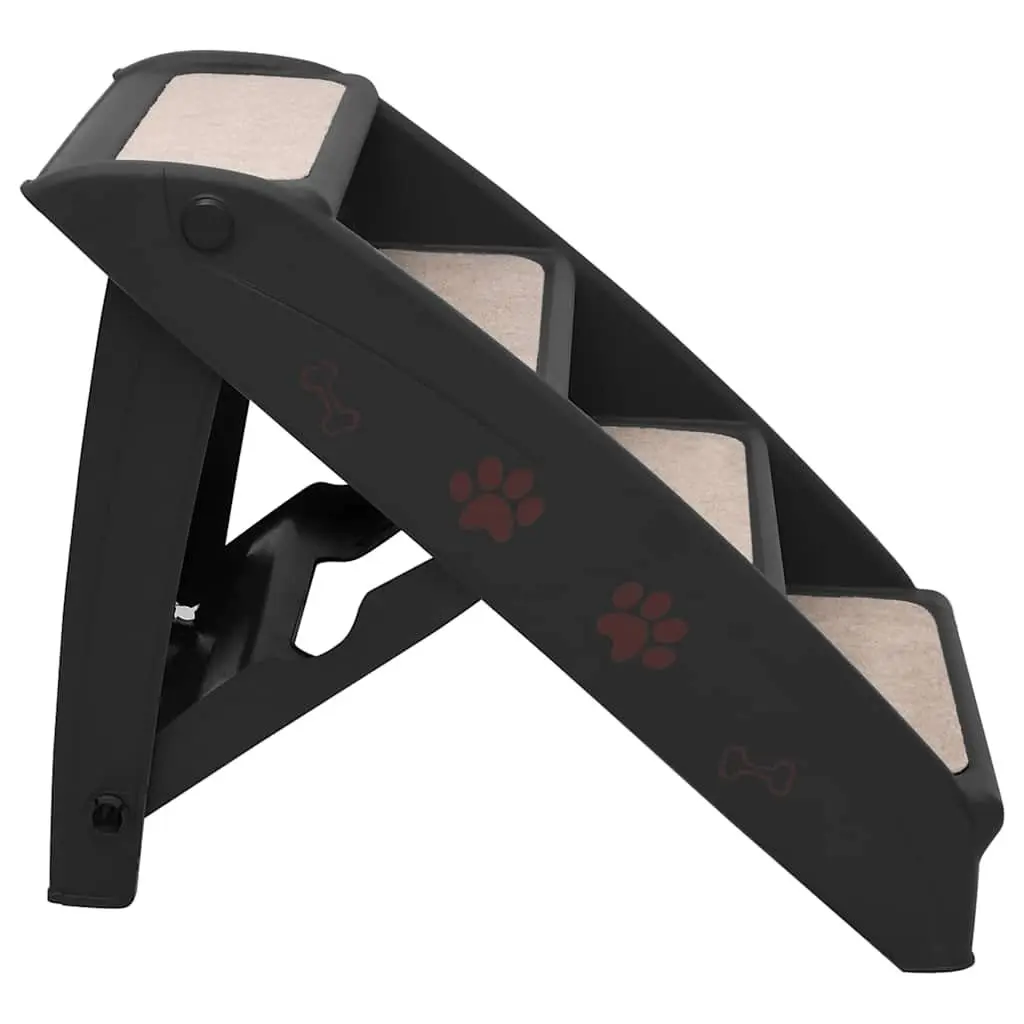 Folding Pet Stairs Ramp Ladder Access for Dogs and Cats Black