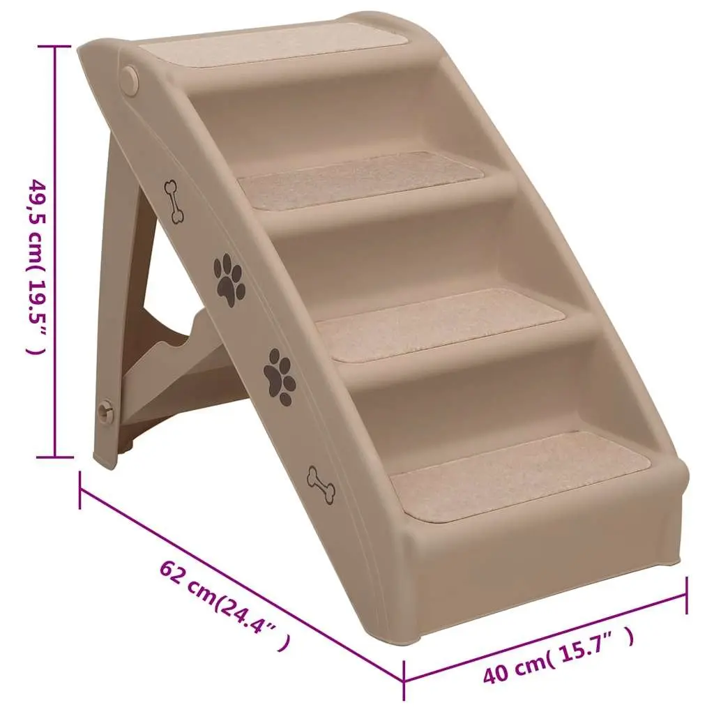 Folding Pet Stairs for Dogs Cats Bed Sofa Ramp Steps Brown