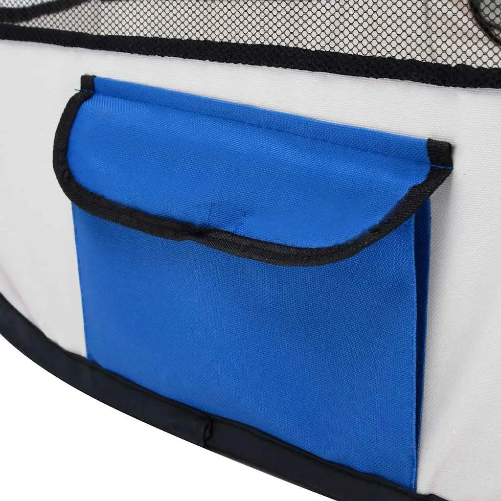 Foldable Dog Playpen Portable Pet Cage Exercise Pen 145x145x61 cm Blue