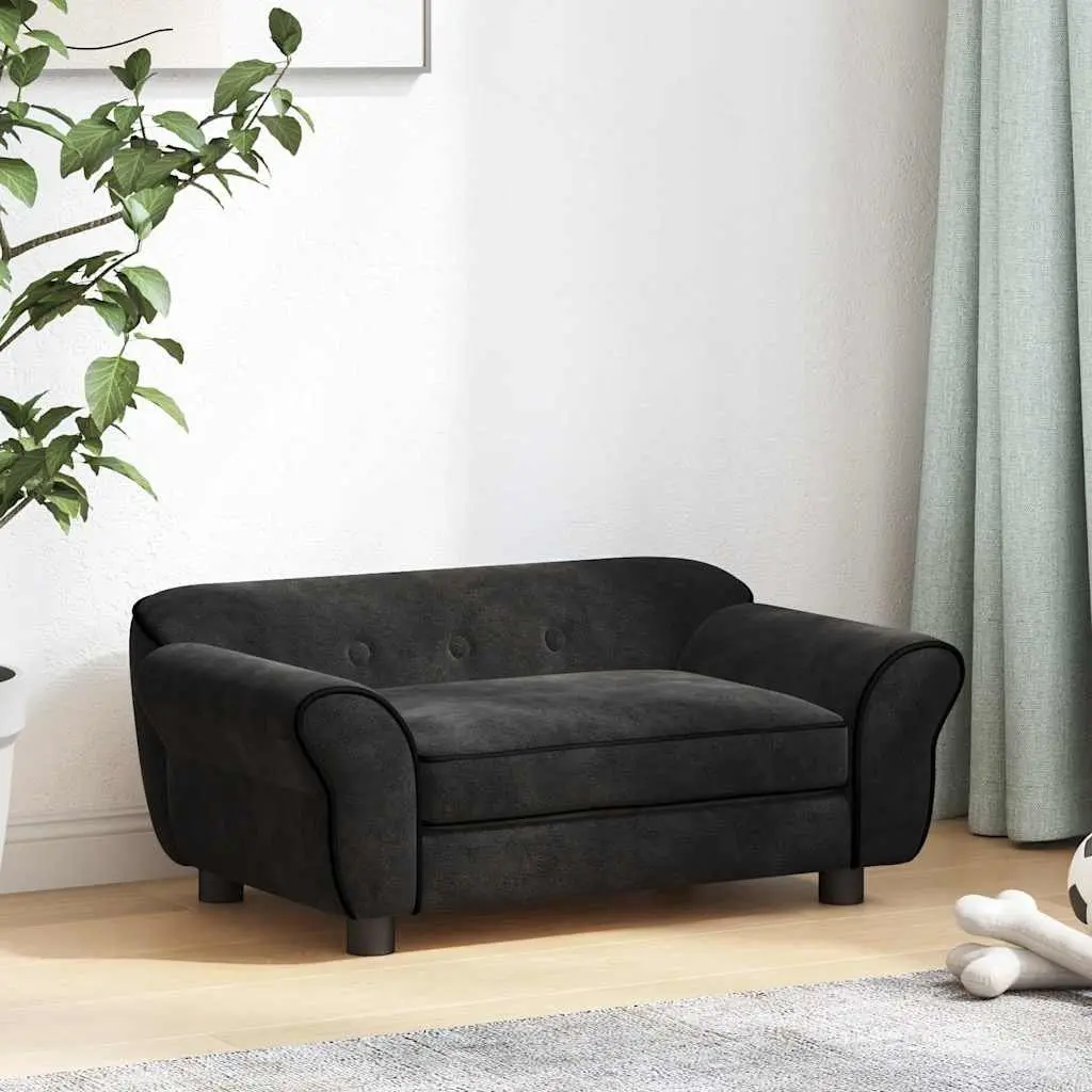 Dog Sofa Bed Plush Cushion Lounger Black Small Animals Cats 72 x 45 x 30 cm