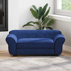 Comforting Blue Plush Dog Sofa Bed with Washable Cover