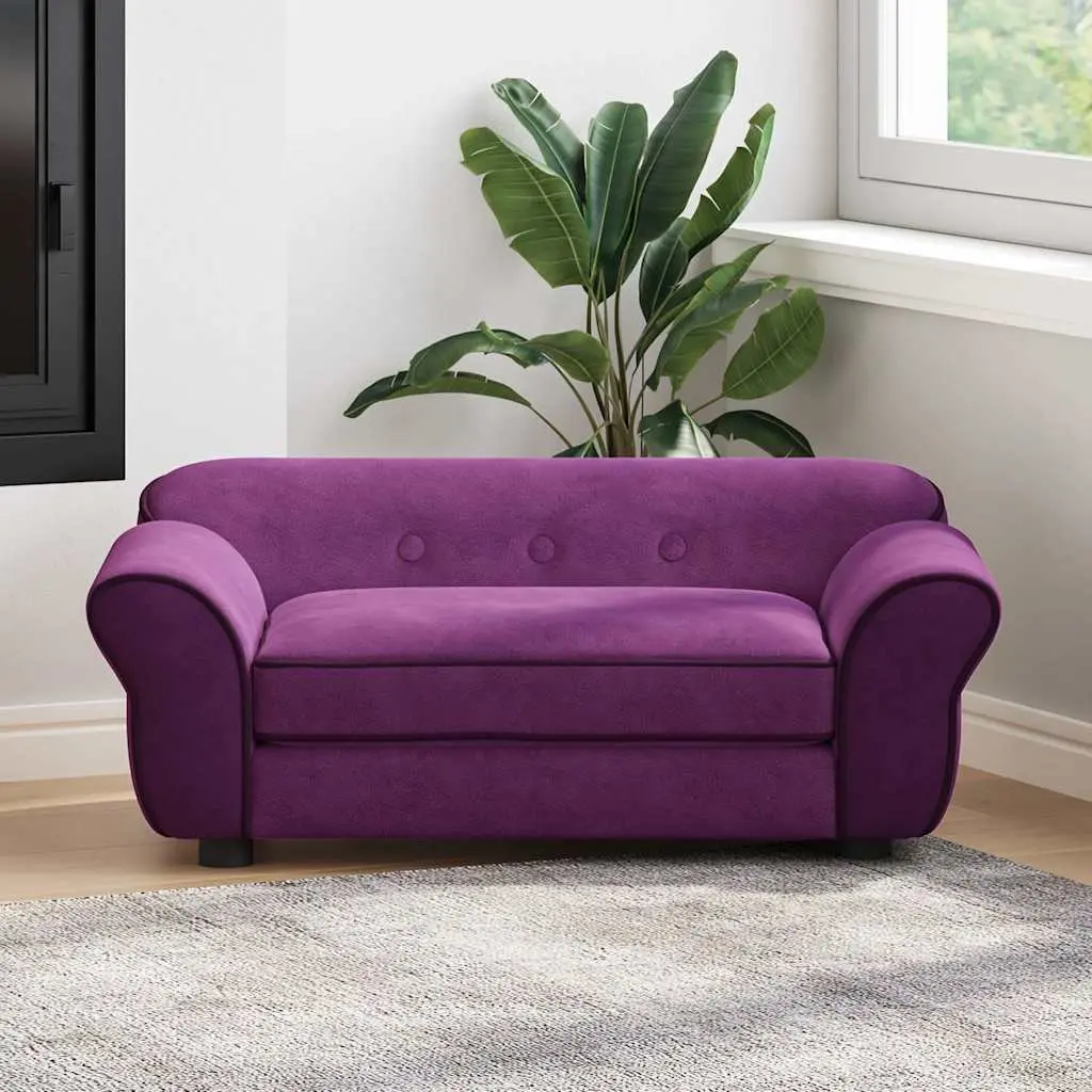 Pet Sofa Dog Bed Plush Cushion Lounge for Small Dogs Cats 72 x 45 x 30 cm Purple