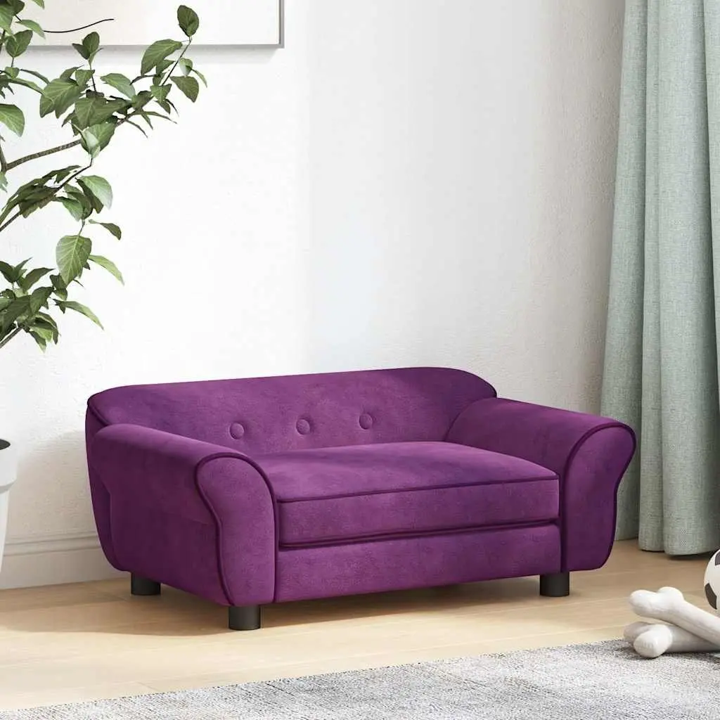 Pet Sofa Dog Bed Plush Cushion Lounge for Small Dogs Cats 72 x 45 x 30 cm Purple
