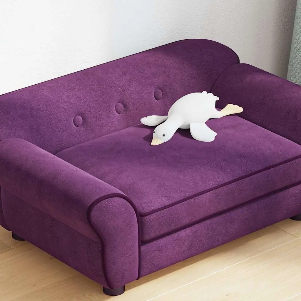 Pet Sofa Dog Bed Plush Cushion Lounge for Small Dogs Cats 72 x 45 x 30 cm Purple