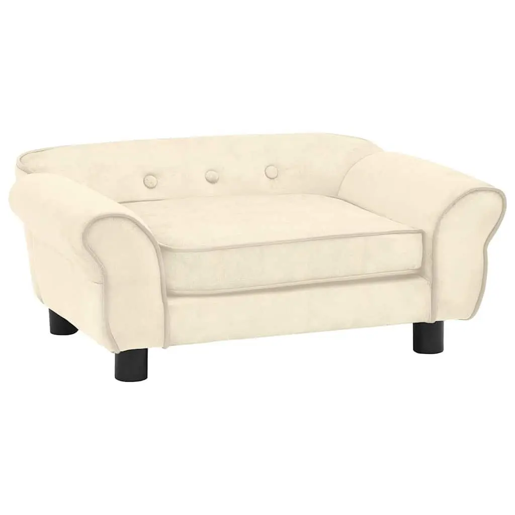 Dog Sofa Pet Bed Cream Plush Cushion Washable Cover 72 x 45 x 30 cm
