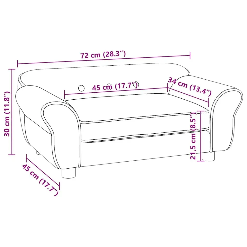 Dog Sofa Pet Bed Cream Plush Cushion Washable Cover 72 x 45 x 30 cm