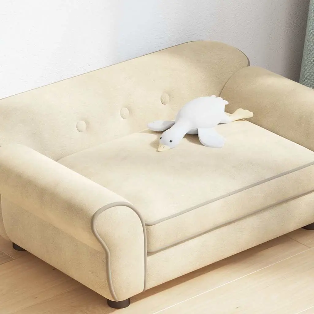Dog Sofa Pet Bed Cream Plush Cushion Washable Cover 72 x 45 x 30 cm