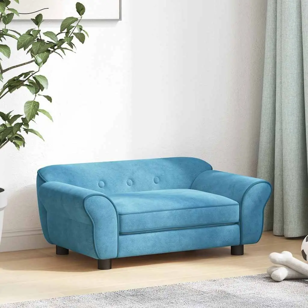 Dog Sofa Bed Plush Cushion Small Animals Cats Washable Cover Turquoise 72 x 45 x 30 cm