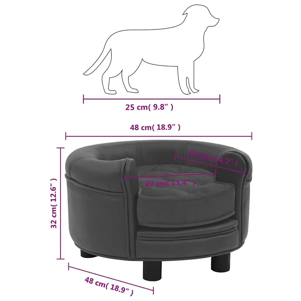 Dog Sofa Pet Bed Lounge Couch Washable Cushion Cover Small Animals Grey 48x48x32cm