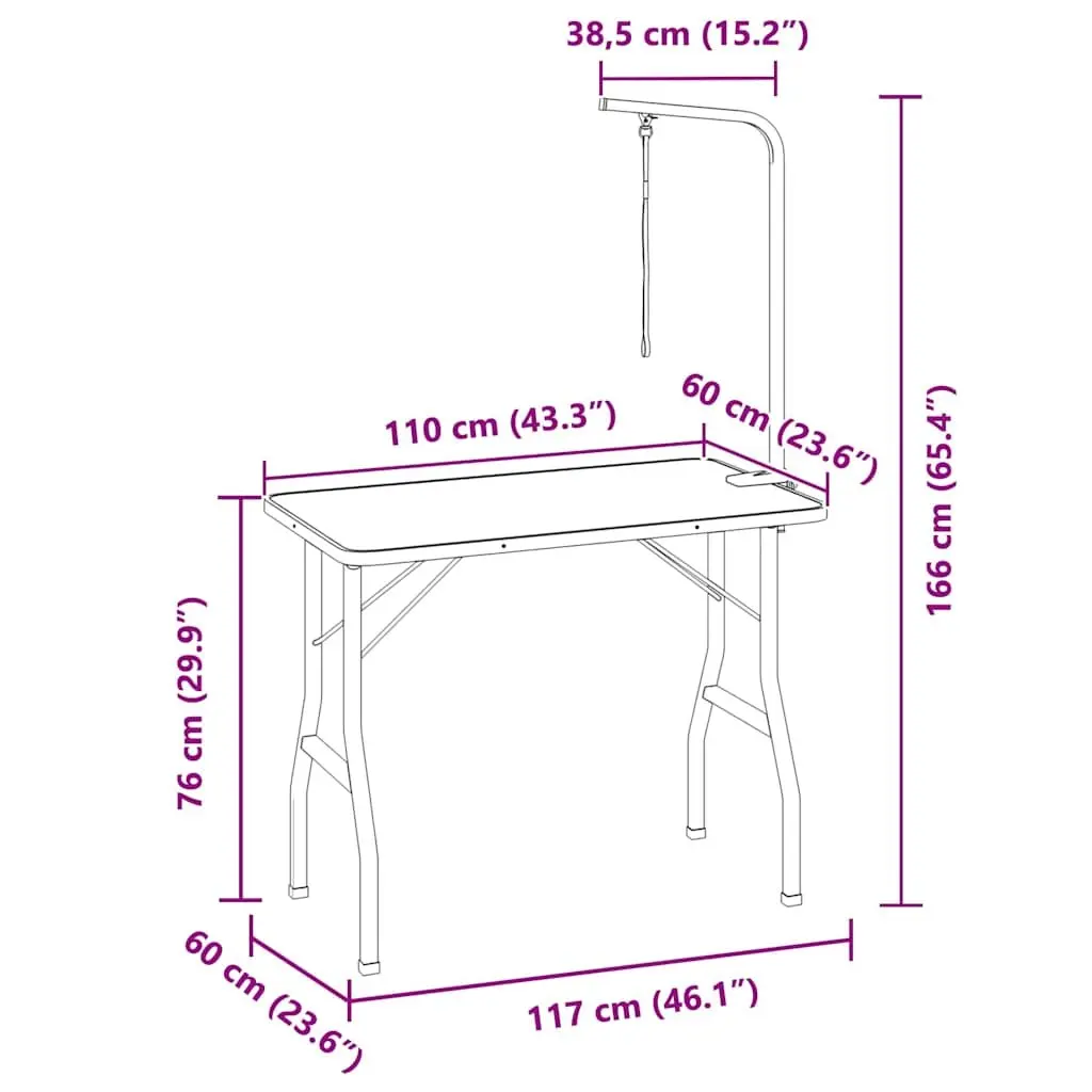 Dog Grooming Table Adjustable Height Foldable Brown
