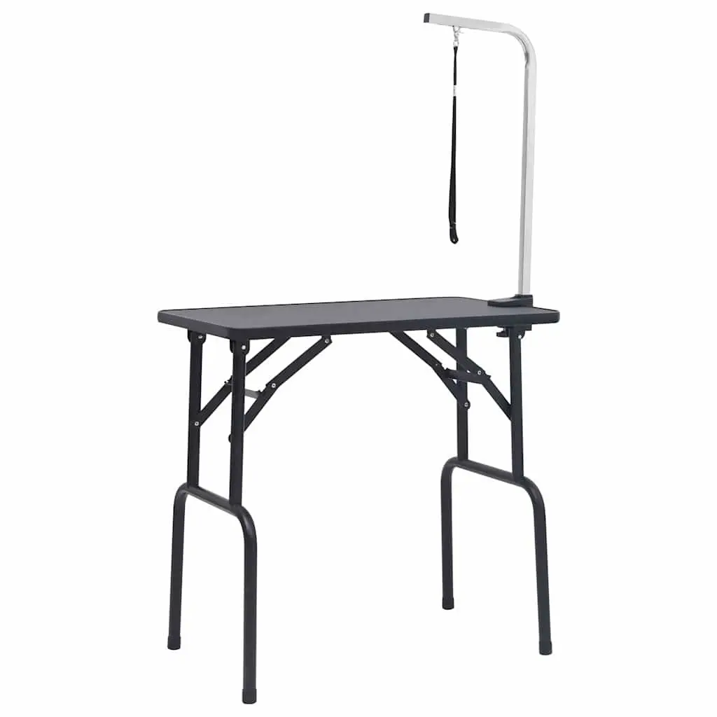 Dog Grooming Table Adjustable Height Foldable Black Non-Slip Surface