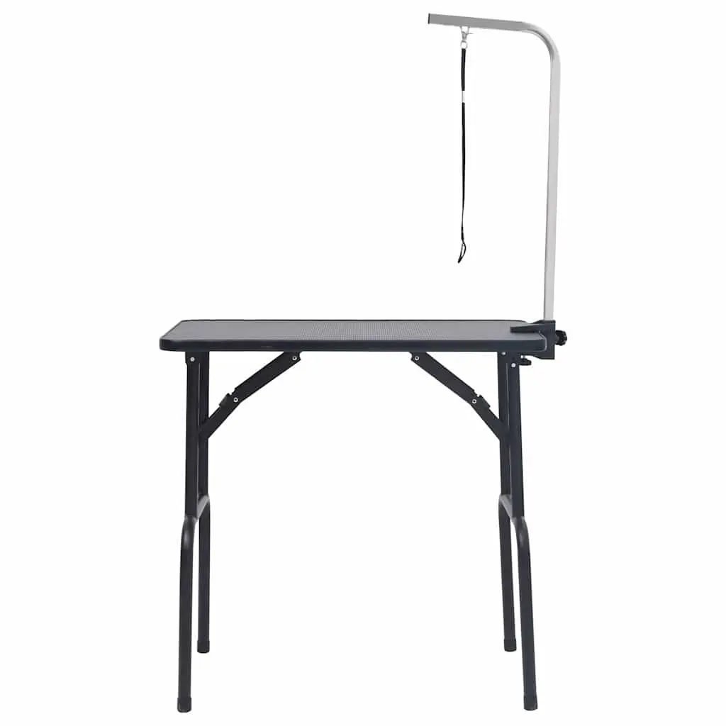 Dog Grooming Table Adjustable Height Foldable Black Non-Slip Surface