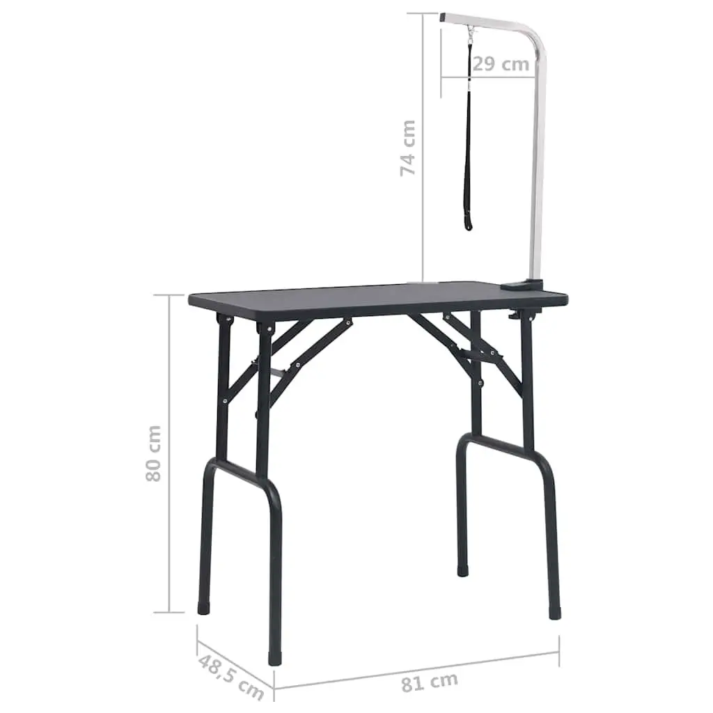 Dog Grooming Table Adjustable Height Foldable Black Non-Slip Surface