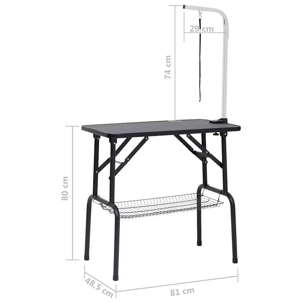 Dog Grooming Table Adjustable Height Foldable Non-Slip Black Tabletop