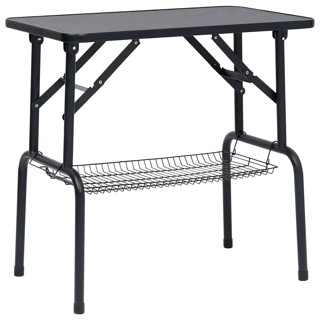 Dog Grooming Table Adjustable Height Foldable Non-Slip Black Tabletop