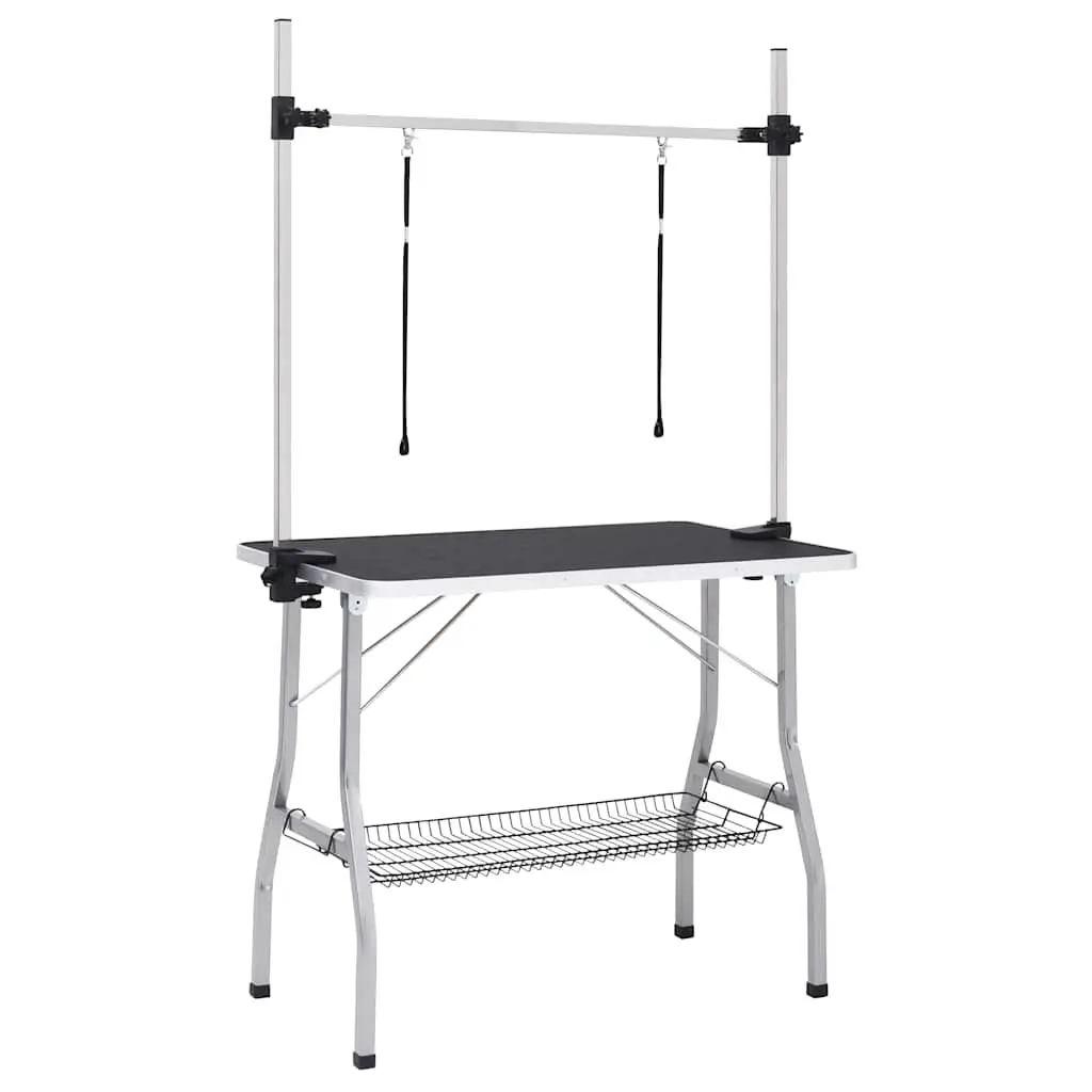 Dog Grooming Table Adjustable Height Foldable Non-Slip Black