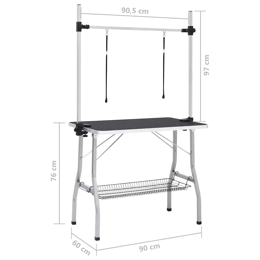 Dog Grooming Table Adjustable Height Foldable Non-Slip Black