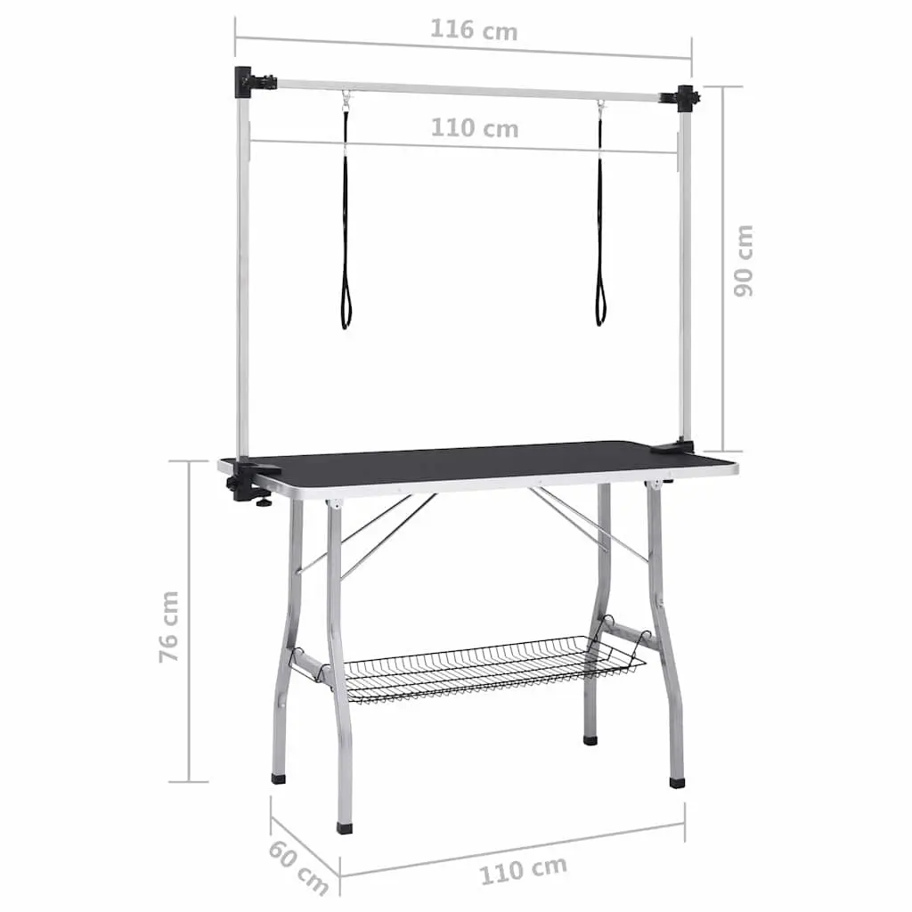 Dog Grooming Table Adjustable Height Foldable Black Non-Slip