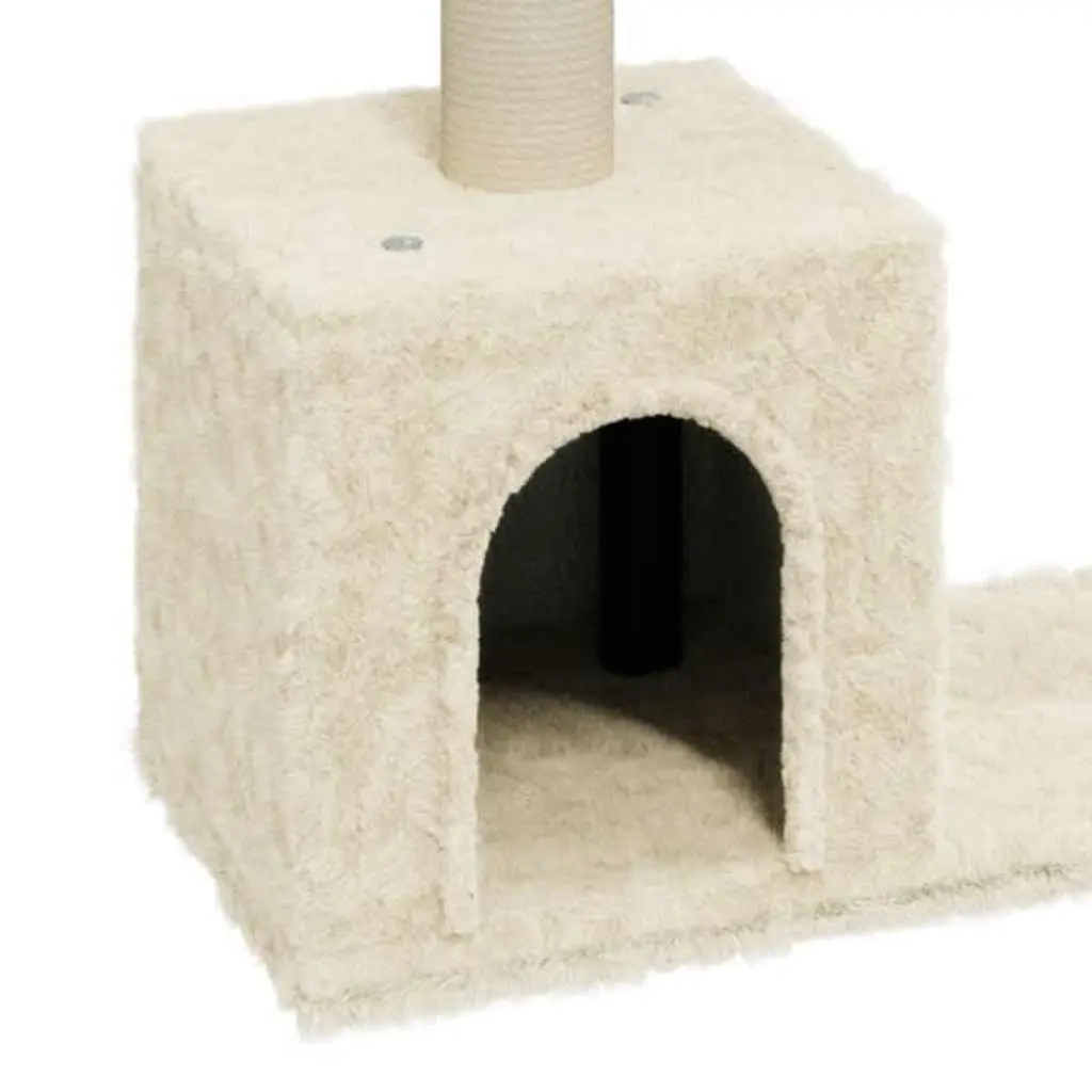 Cat Tree Scratching Post 60cm Climbing Perch House Platform Cream