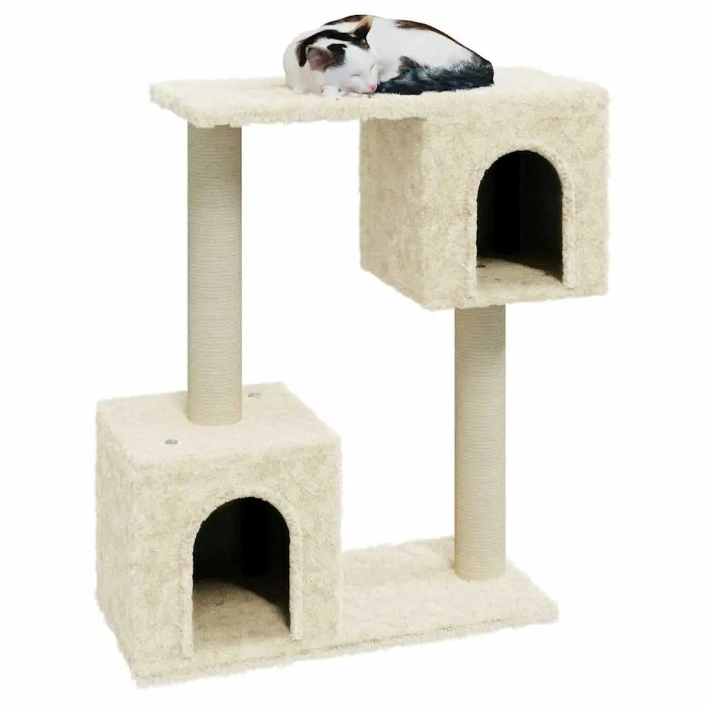 Cat Tree Scratching Post 60cm Climbing Perch House Platform Cream