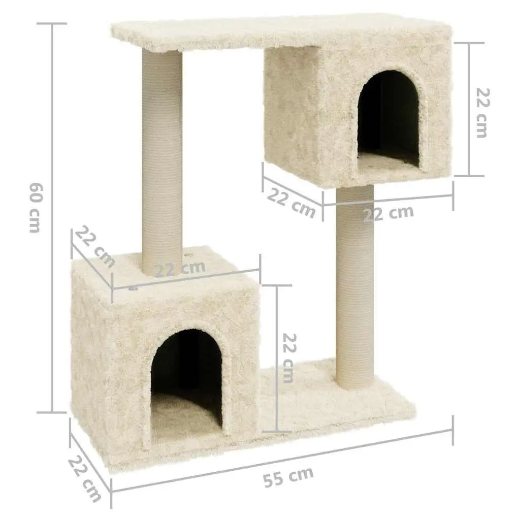 Cat Tree Scratching Post 60cm Climbing Perch House Platform Cream