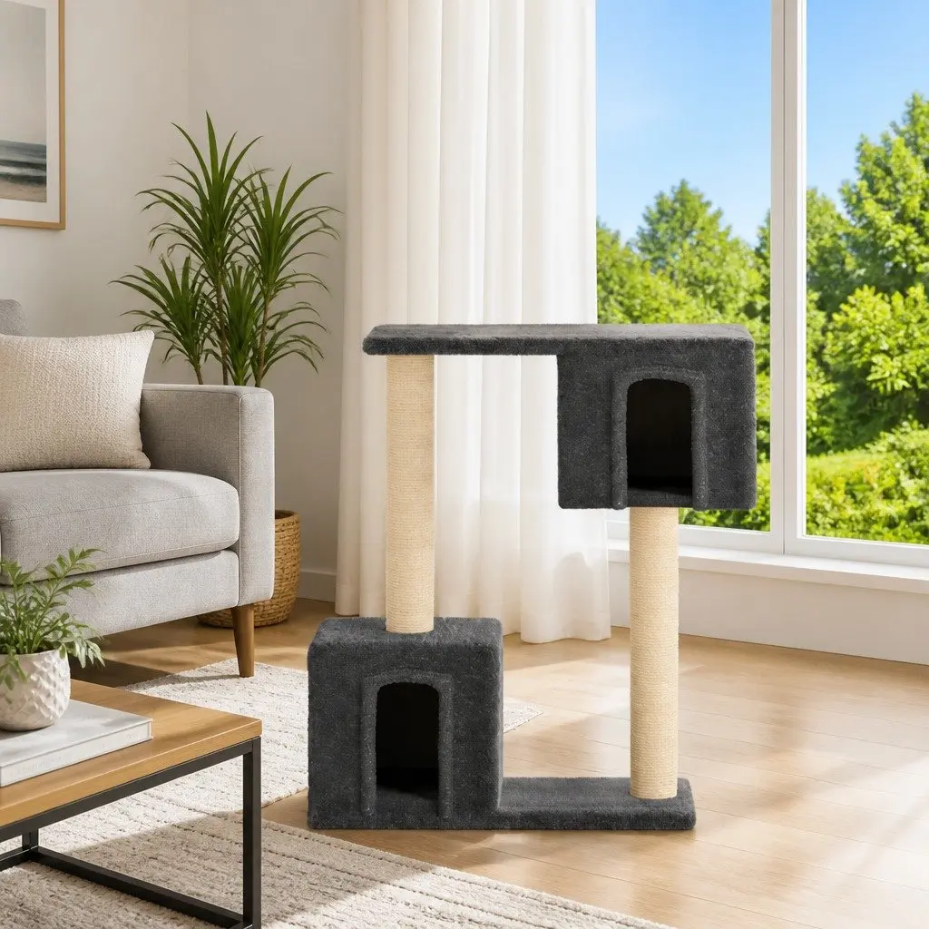 Cat Tree Scratching Post for Climbing Perch House Dark Grey 60 cm