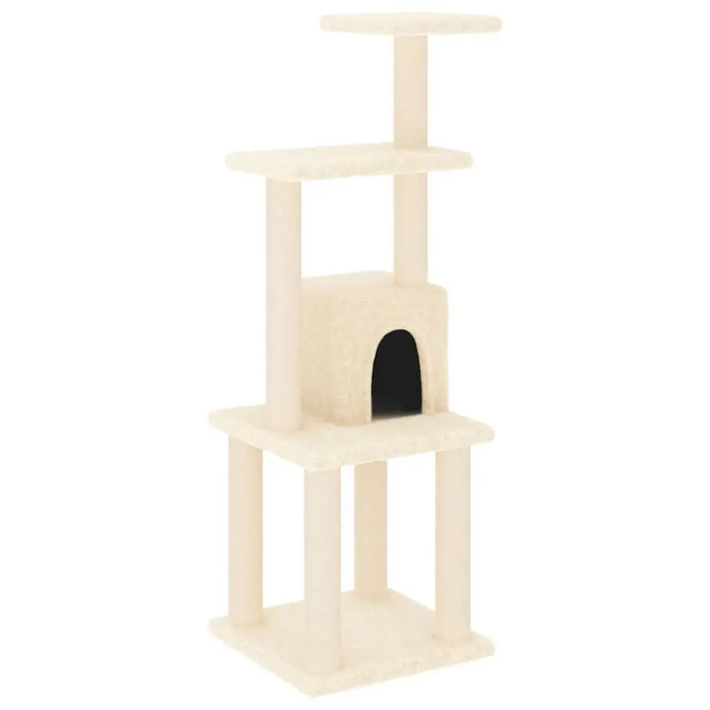 Cat Tree Scratching Post Climbing Activity Centre Perch Rest 105cm Cream