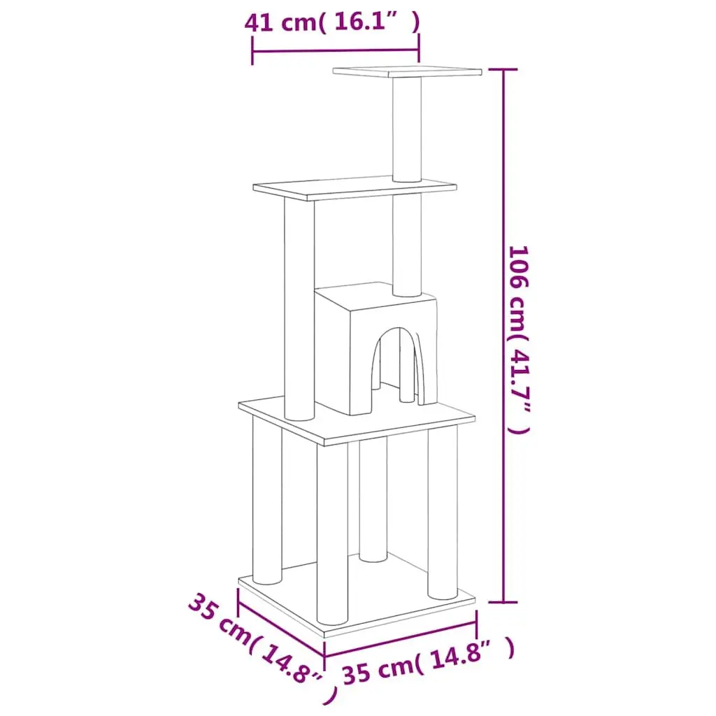 Cat Tree Scratching Post Climbing Activity Centre Perch Rest 105cm Cream