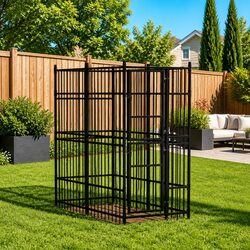 Secure and Practical Outdoor Dog Kennel 1.84m² in Black